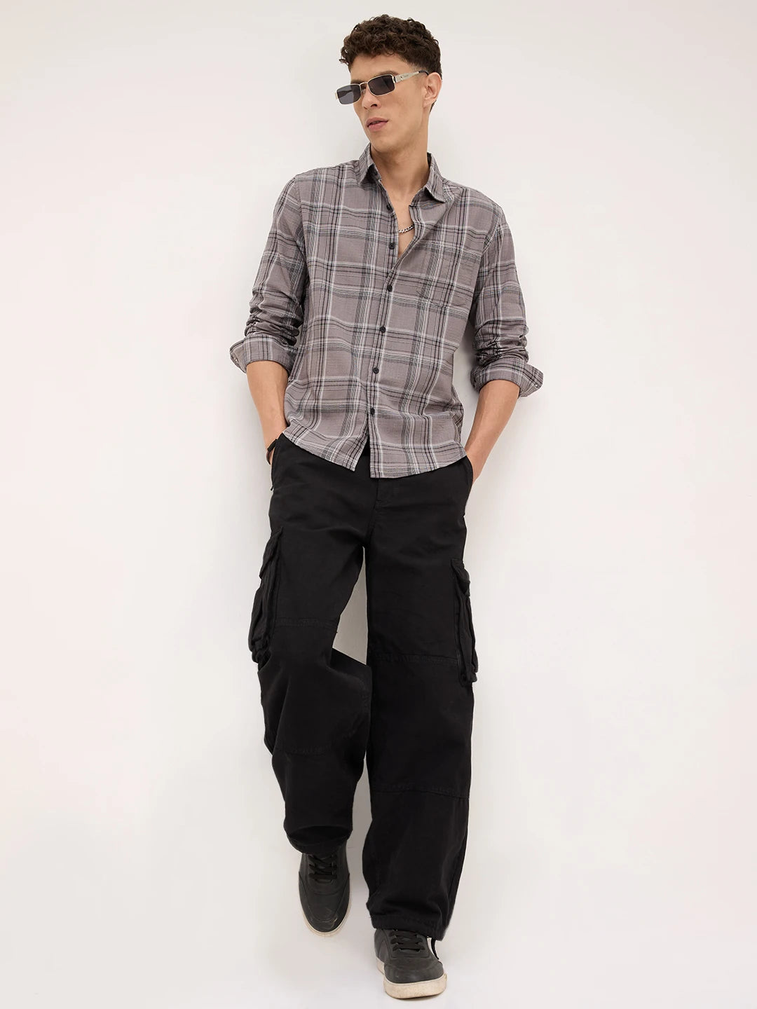 Fossil Grey & Black Tartanique Checkered Shirt