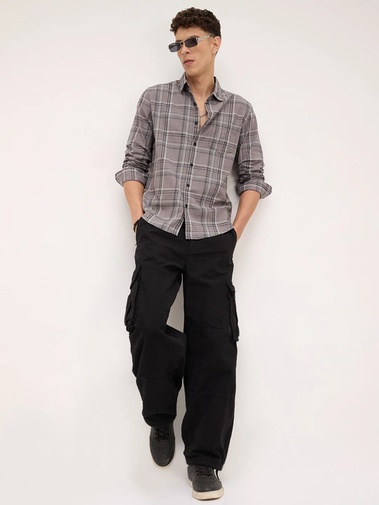 Fossil Grey & Black Tartanique Checkered Shirt