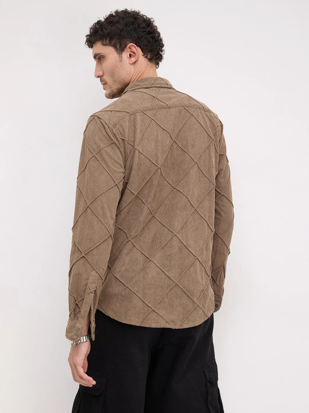 Cordcraft Brown Crosshatch Statement Shirt