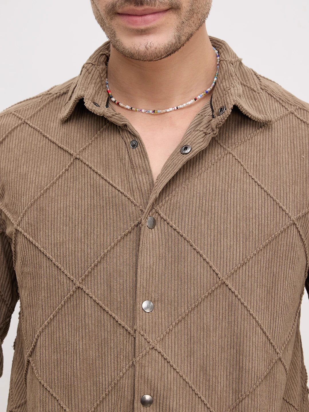 Cordcraft Brown Crosshatch Statement Shirt