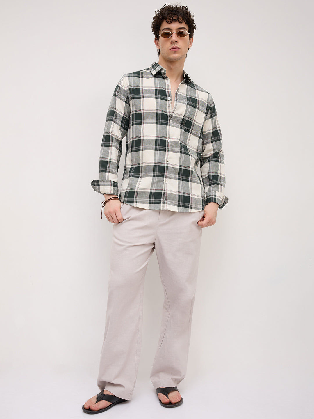 Ivory Forest Plaid Checks Shirt