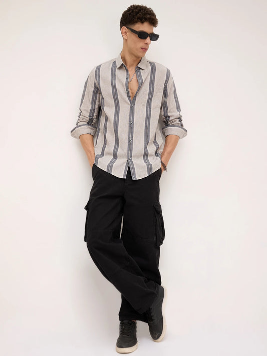 Grey Slateway Striped Shirt