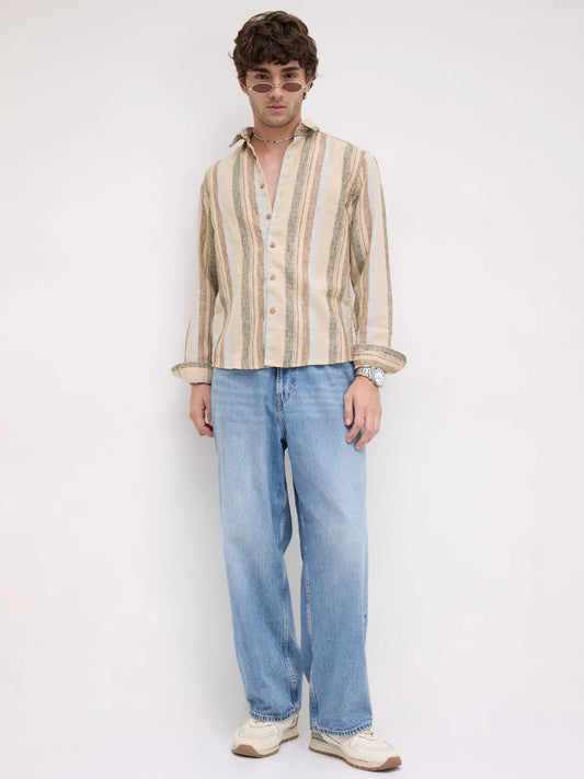 Multi Colour Elemental Slub Striped Shirt
