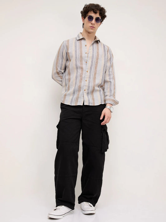 Sandswept Stripes Breezy Linen Blend Shirt