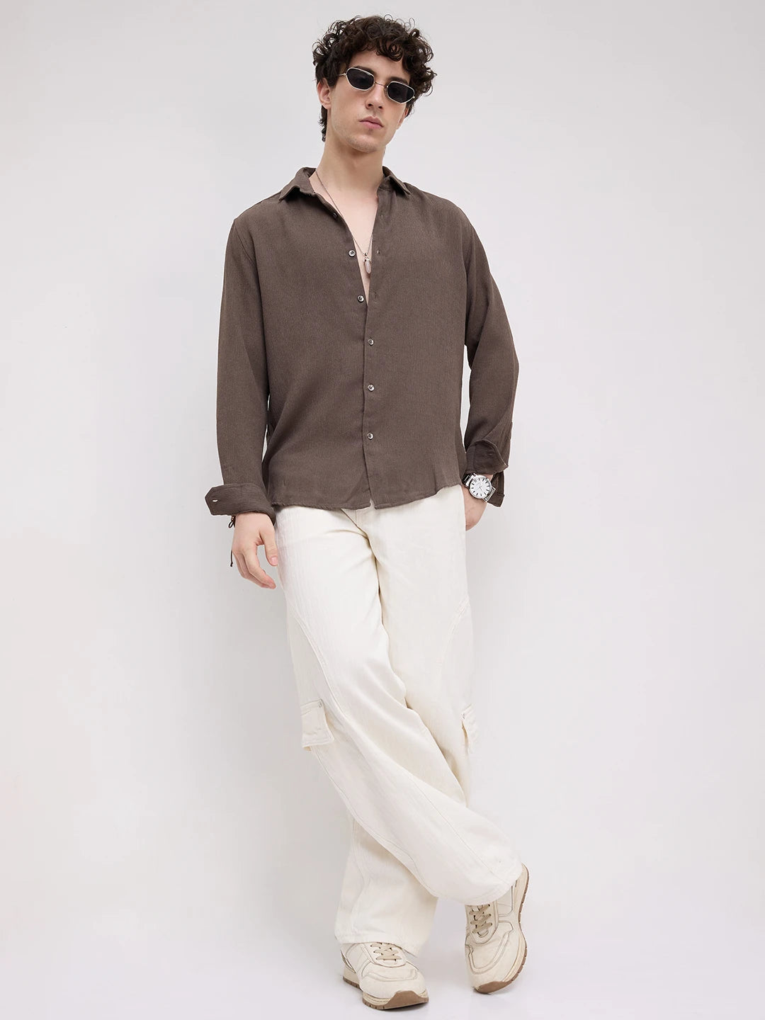 Crushed Warm Grey Textured Trail Shirt