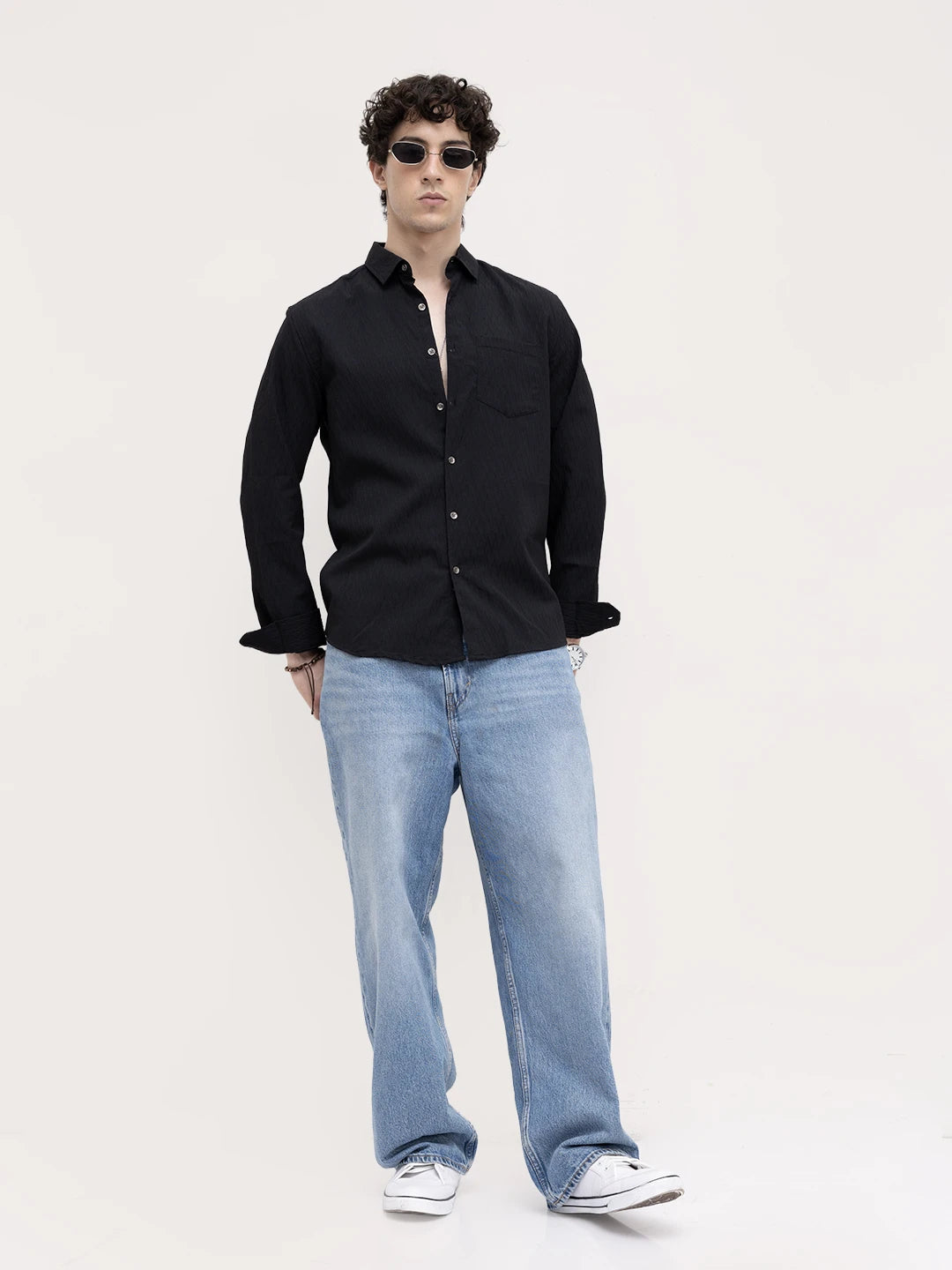 Black Noir Grid Luxe Evening Shirt