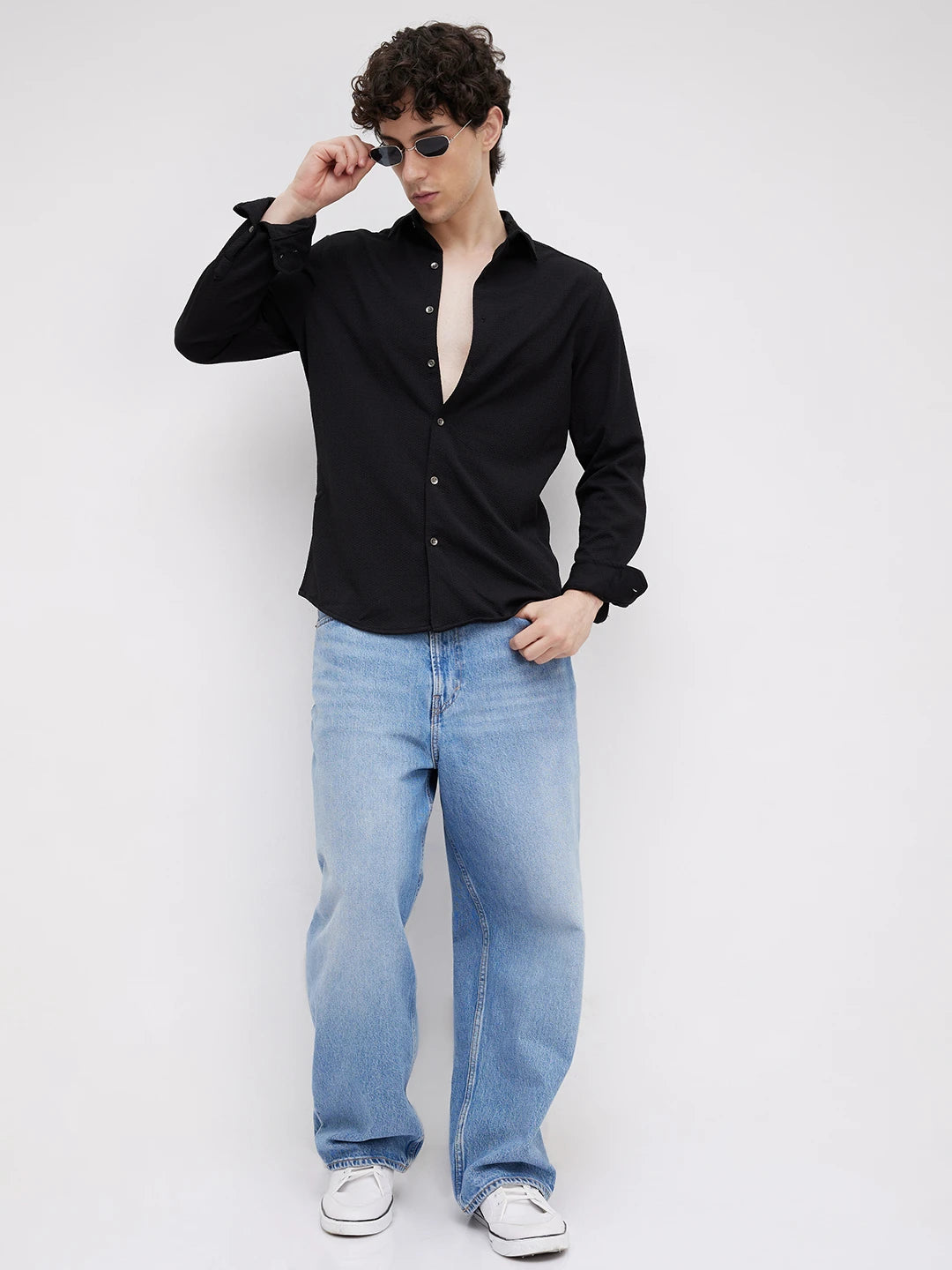 Classic Black Textured Shirt