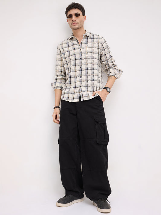 Rustic Crosshatch Plaid Checks Statement Shirt