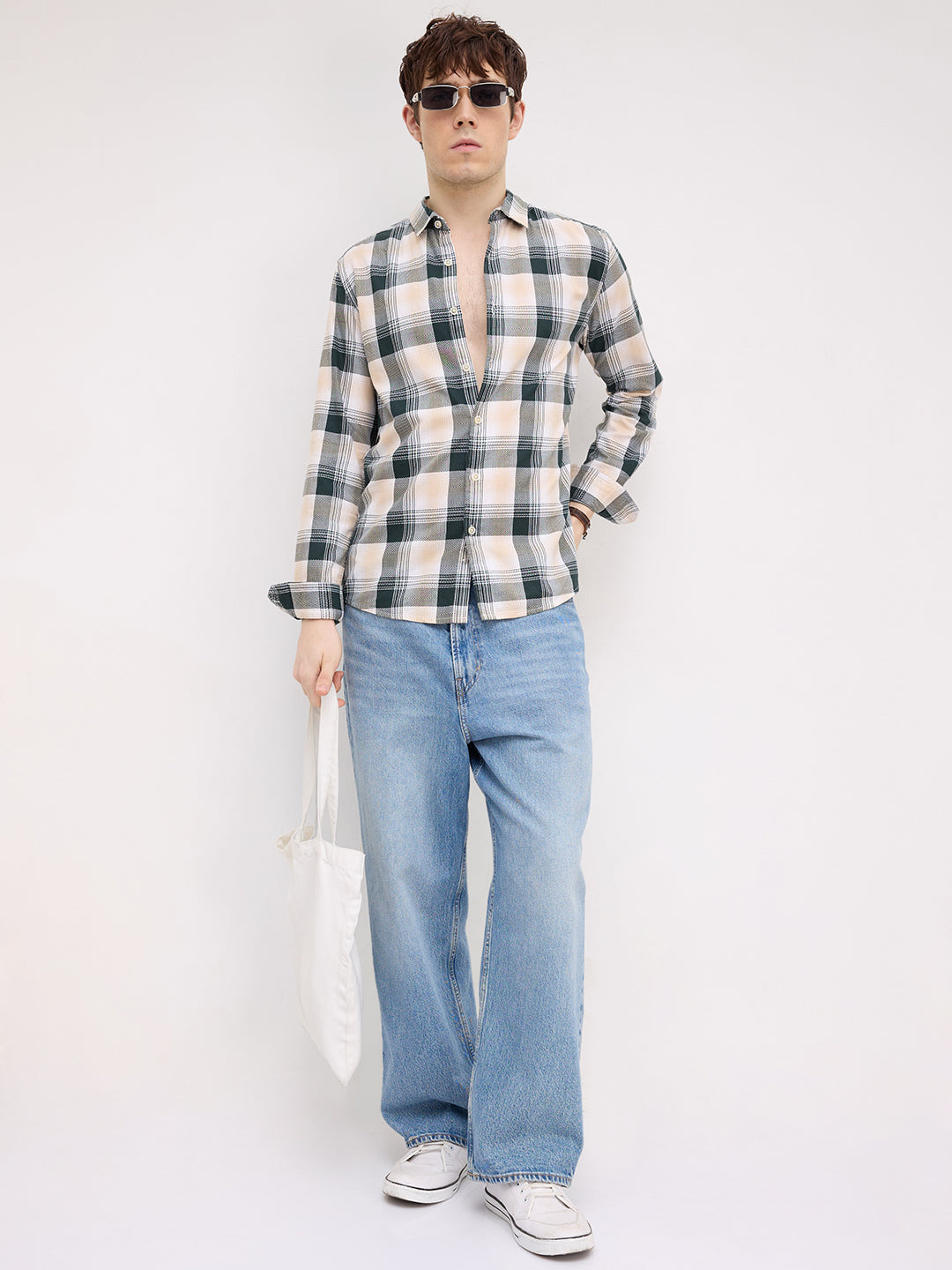 Hunter Green Refined Casual Checks Shirt