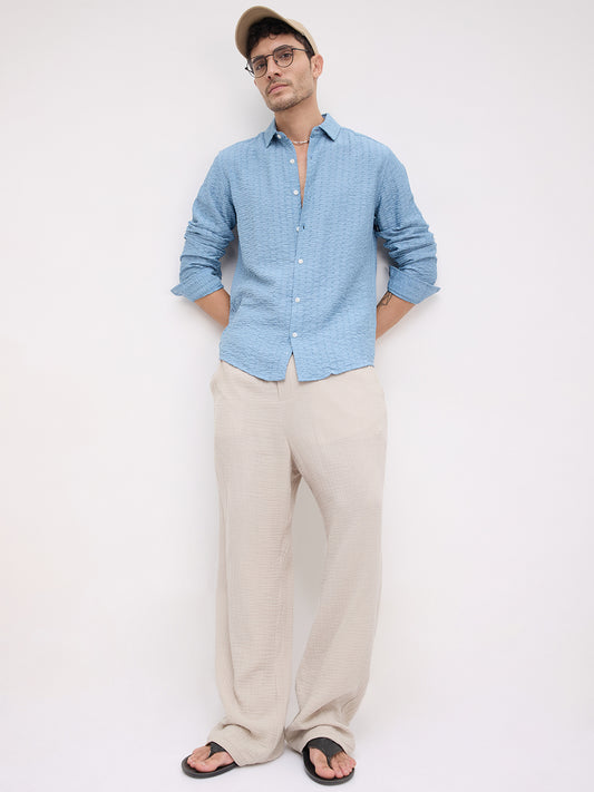 Crystal Wave Blue Horizontal Textured Shirt
