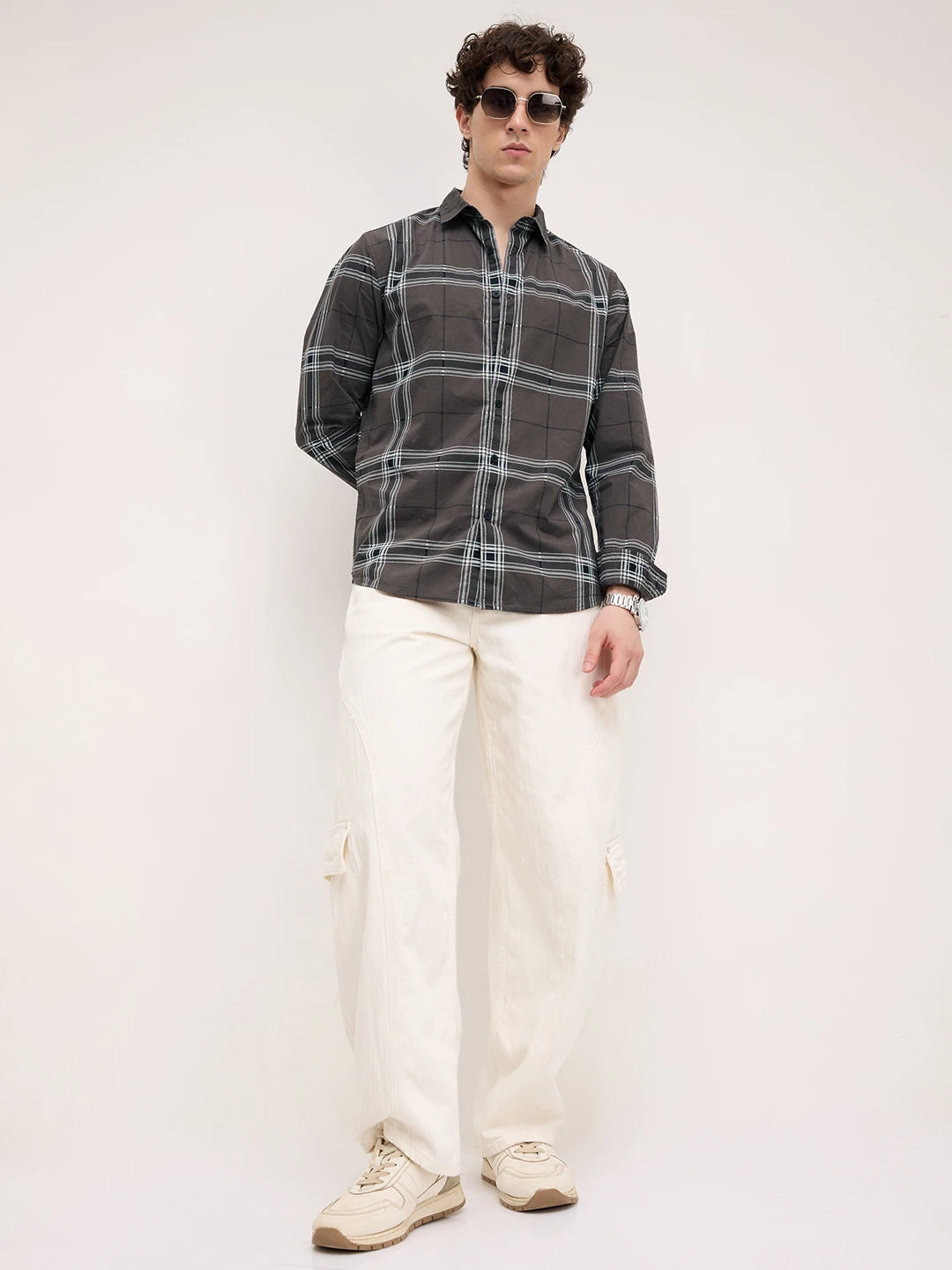 Ash Grey Everyday Plaid Checks Shirt