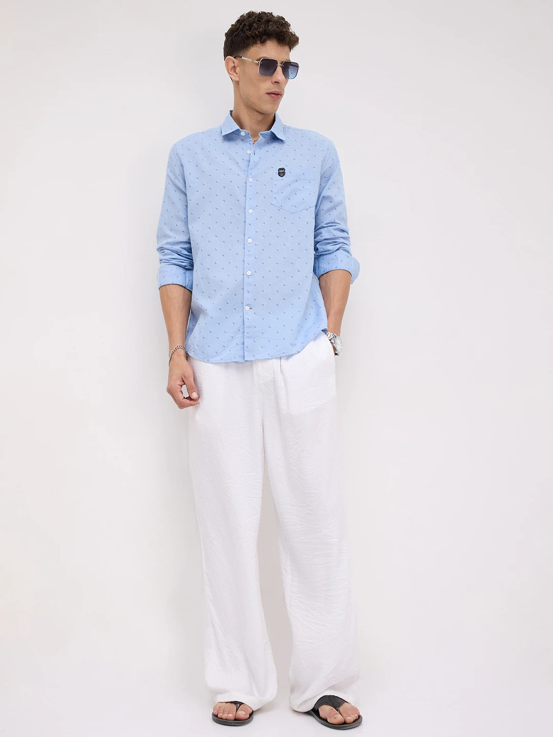 Elegant Blue Printed Everyday Shirt