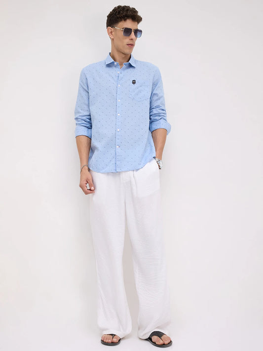 Elegant Blue Printed Everyday Shirt
