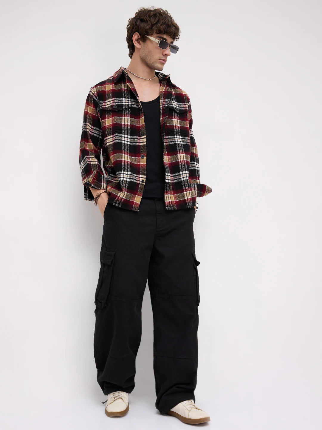 Old-School Red Charm Checks Twin Pocket Flannel Shirt