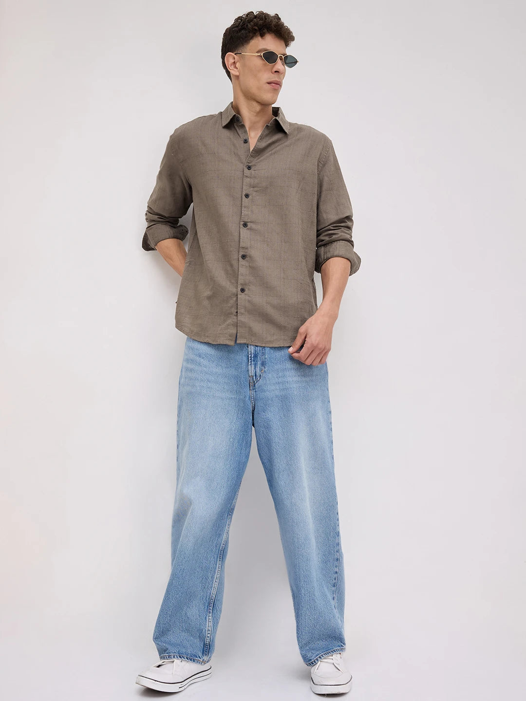Bronze Olive Jacquard Weave Shirt