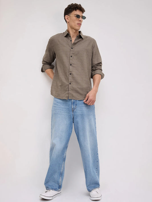 Bronze Olive Jacquard Weave Shirt