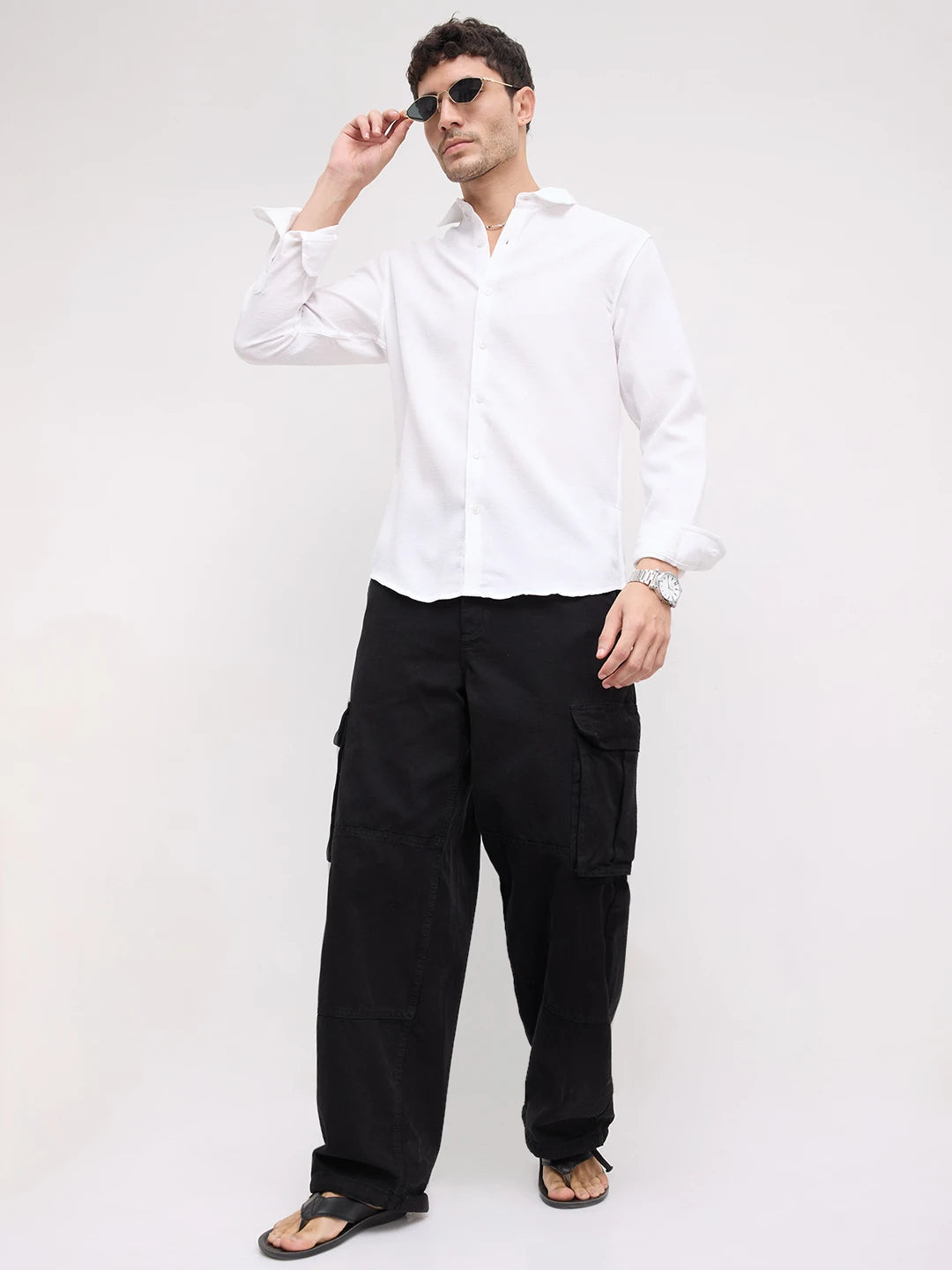 Classic White Slub Weave Shirt