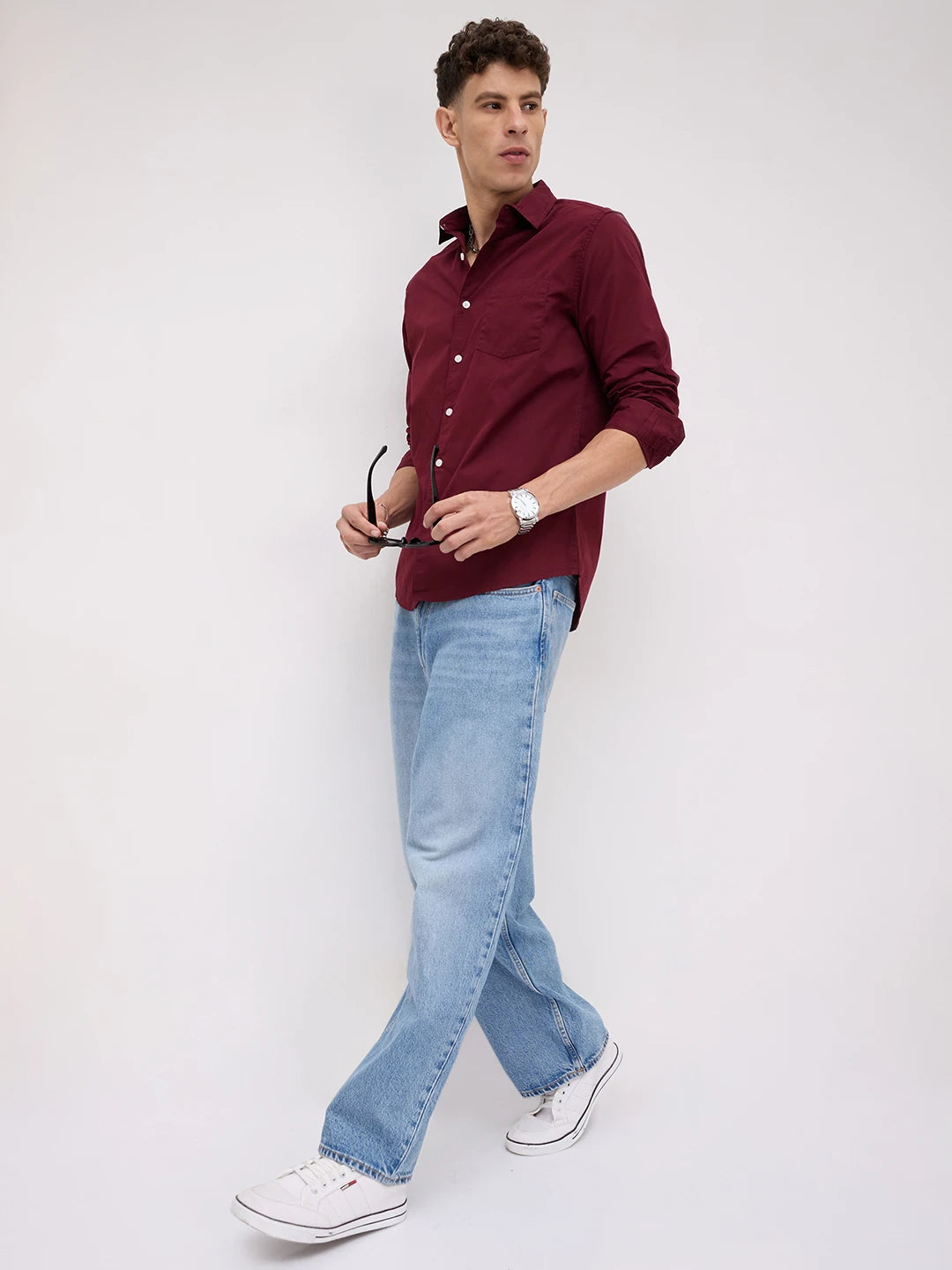 Classic Maroon Poplin Peach Finish Shirt