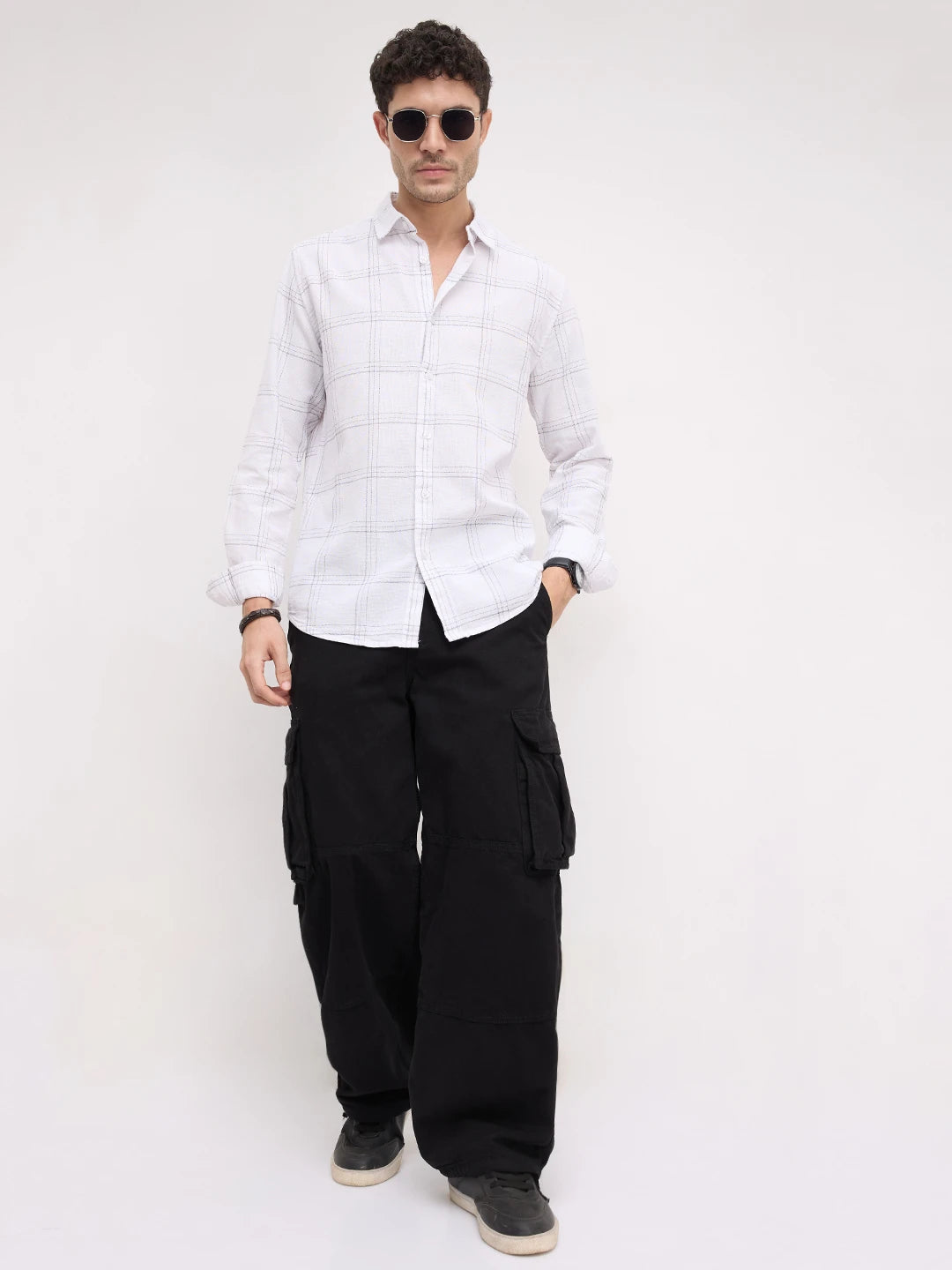 Whiteframe Contrast Chalkline Checked Shirt