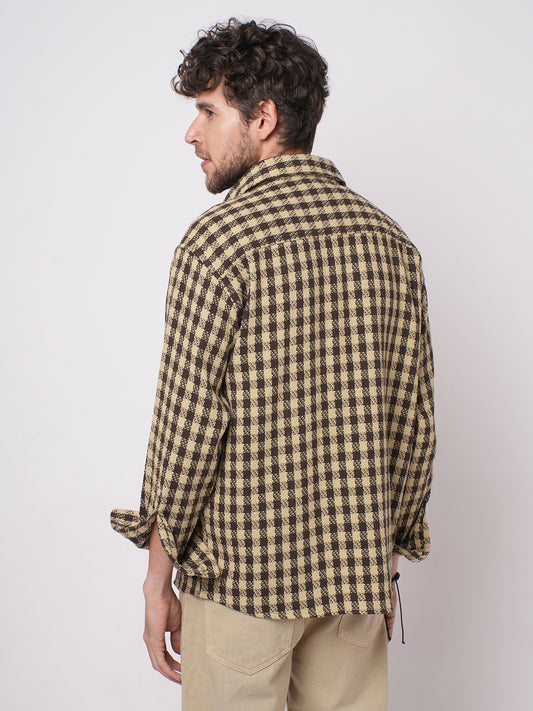 Cedar Brown Checks Double Flap Pocket Overshirt