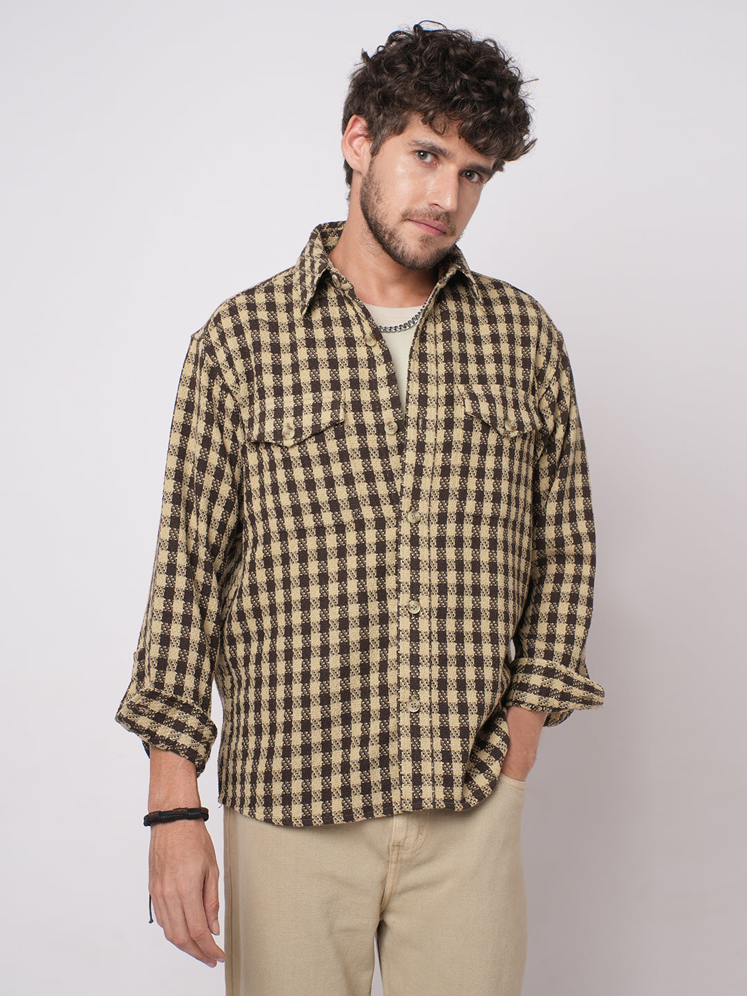 Cedar Brown Checks Double Flap Pocket Overshirt