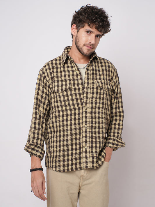 Cedar Brown Checks Double Flap Pocket Overshirt