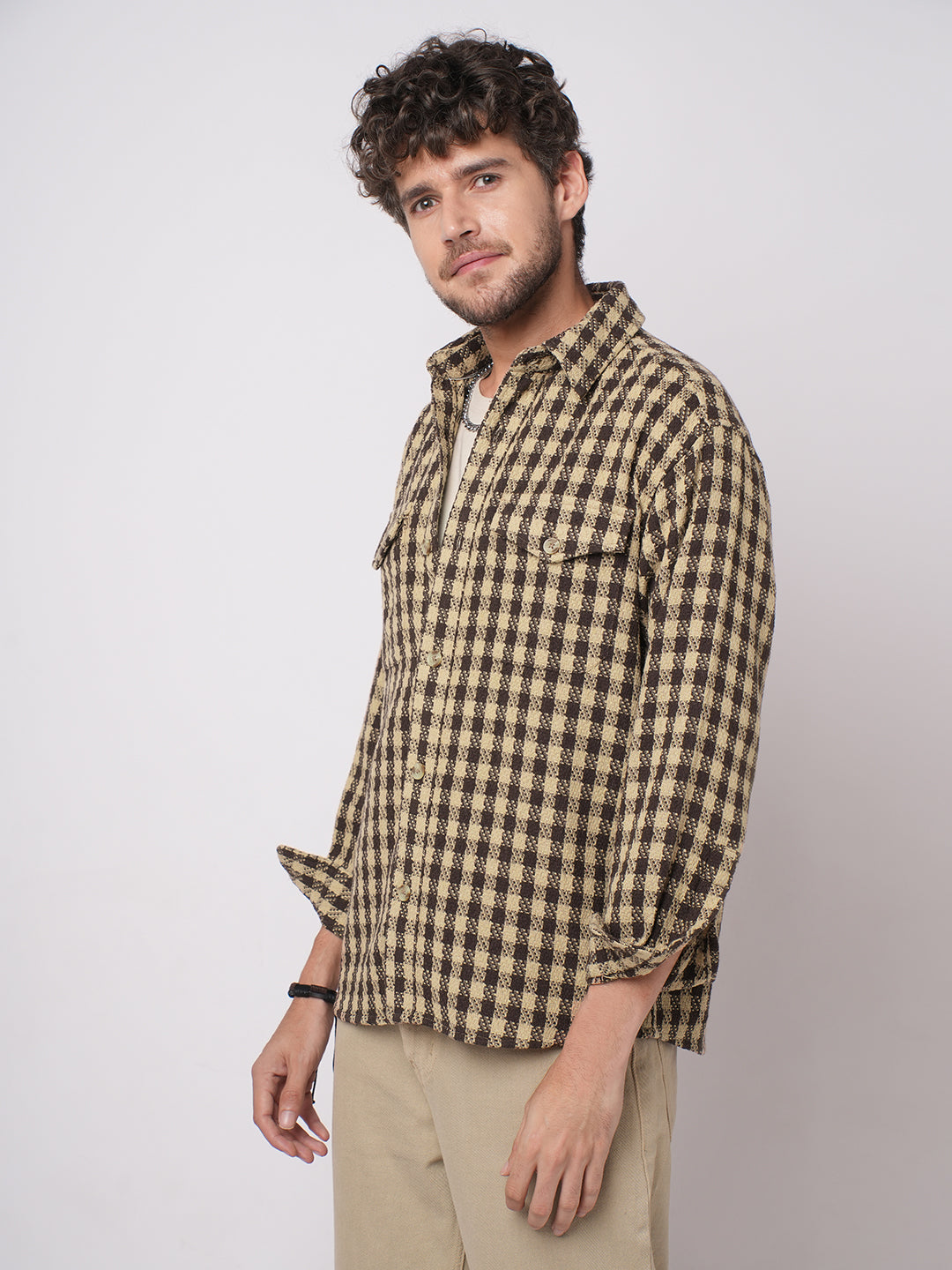 Cedar Brown Checks Double Flap Pocket Overshirt