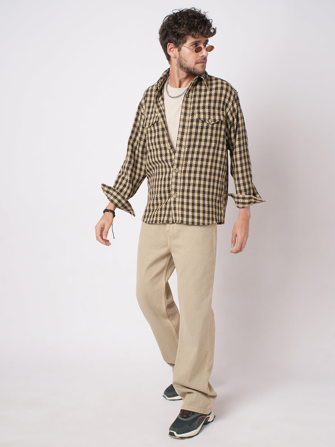 Cedar Brown Checks Double Flap Pocket Overshirt