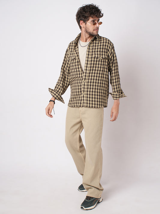 Cedar Brown Checks Double Flap Pocket Overshirt