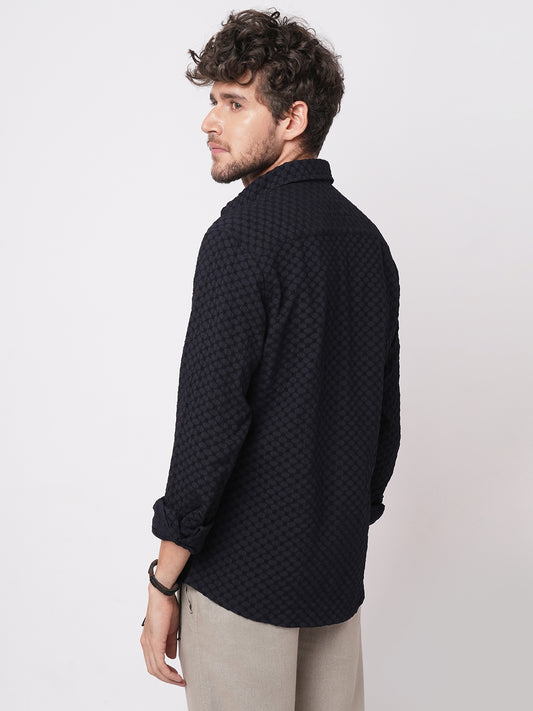 Classic Navy Textured Shirt