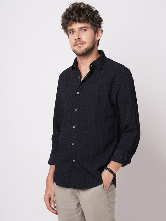 Classic Navy Textured Shirt