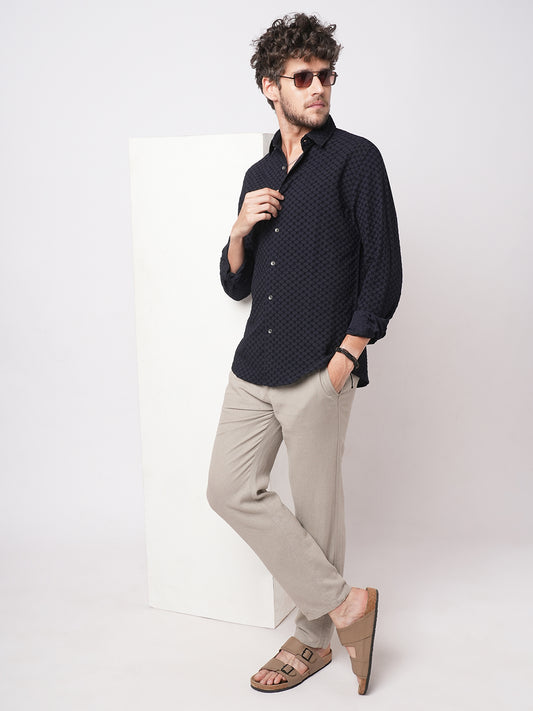 Classic Navy Textured Shirt
