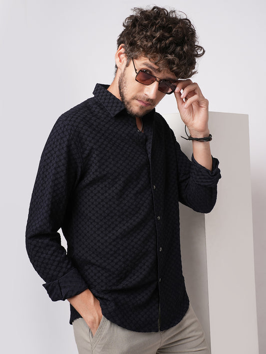 Classic Navy Textured Shirt