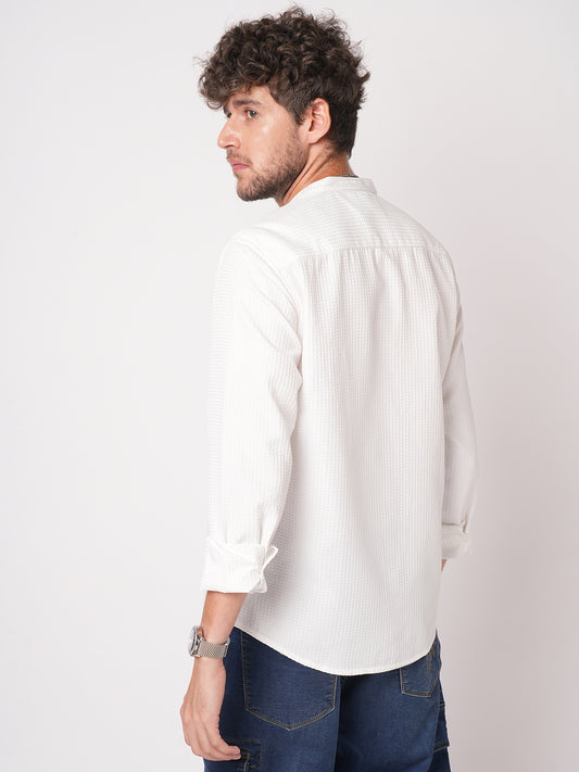 Snow White Dot Embossed Kurta