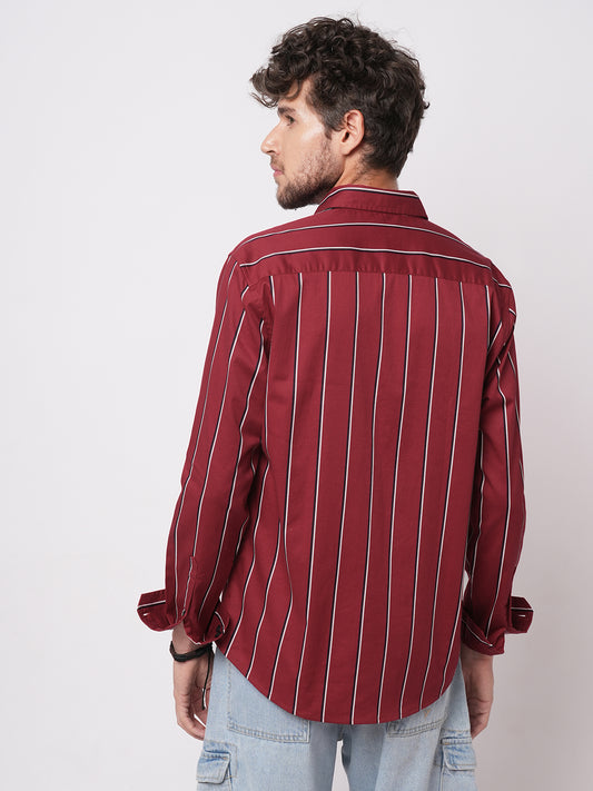 Fire Brick Red Regal Striped Shirt