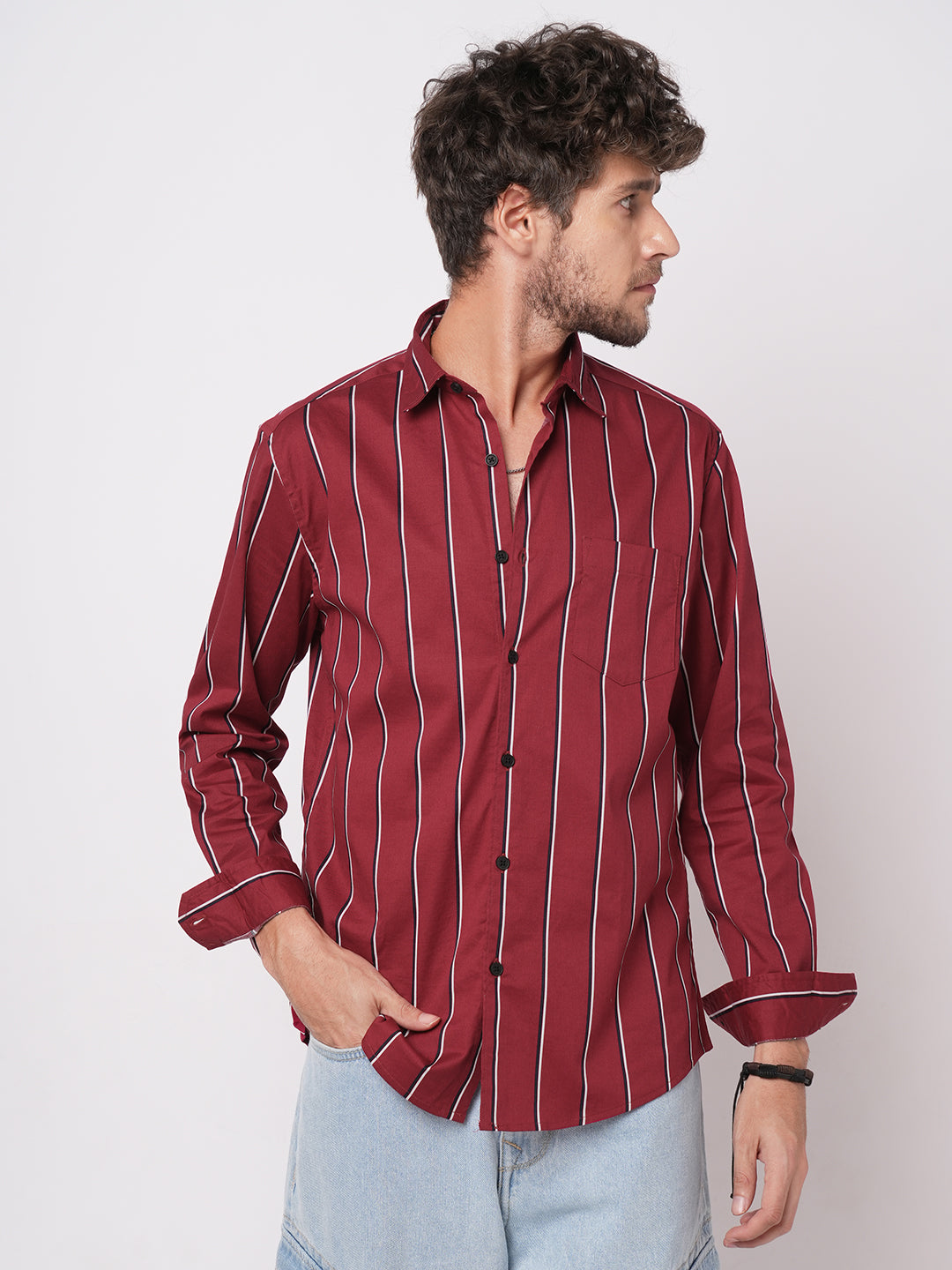 Fire Brick Red Regal Striped Shirt