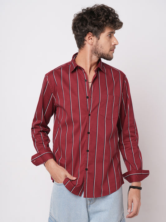 Fire Brick Red Regal Striped Shirt