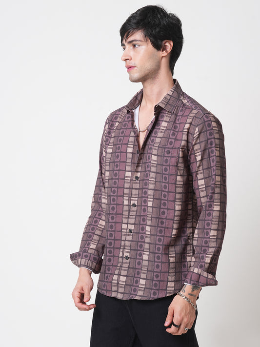Multicolor Abstract Printed Creased Shirt