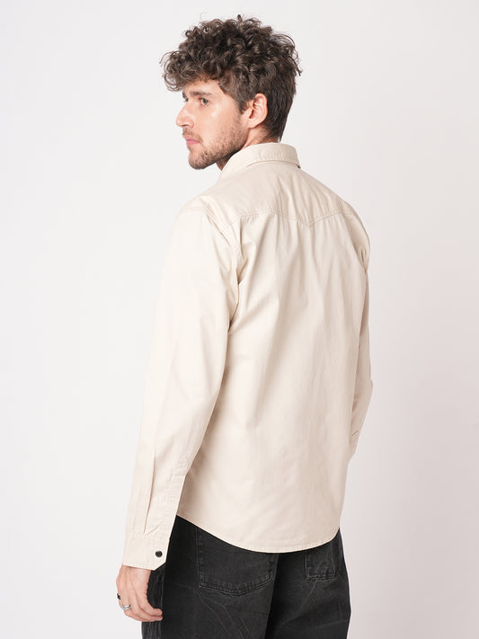 Subtle Beige Double Pocket Overshirt