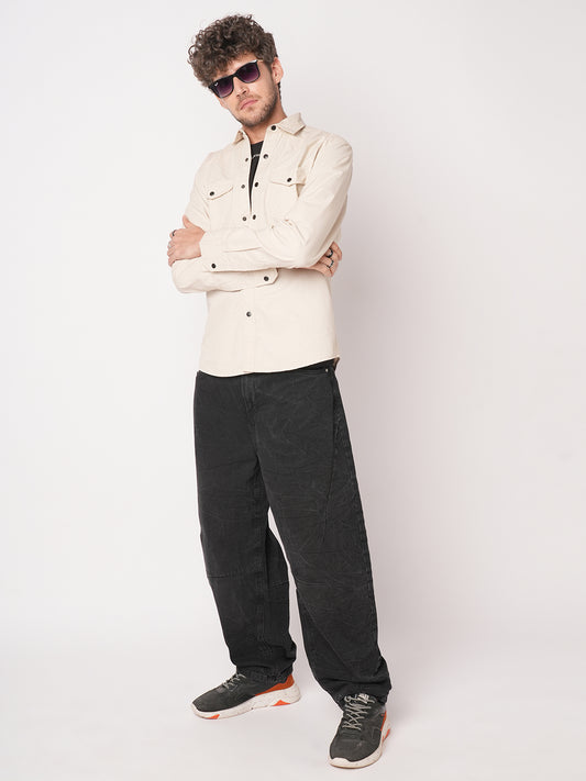 Subtle Beige Double Pocket Overshirt