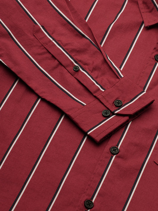 Fire Brick Red Regal Striped Shirt