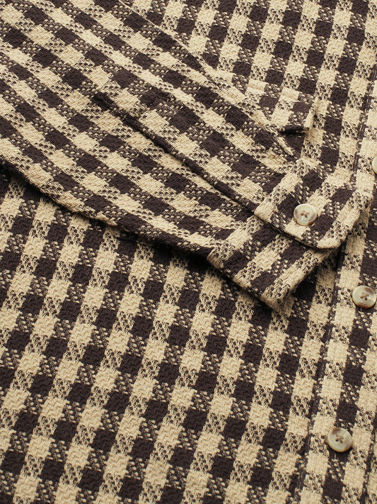 Cedar Brown Checks Double Flap Pocket Overshirt