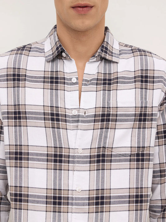 White & Ashley Grey Plaid Checks Shirt