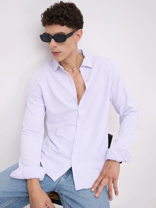 Iced Lavender Micro Weave Textured Shirt