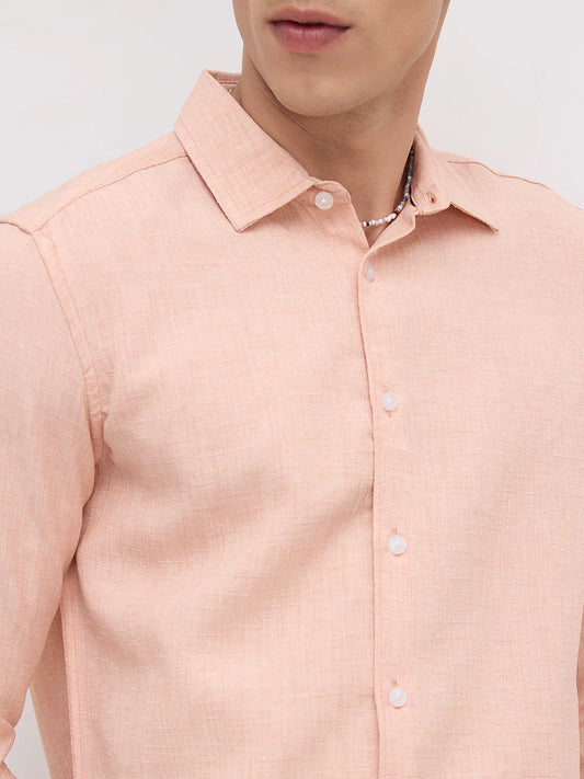 Creamy Peach Subtle Textured Shirt