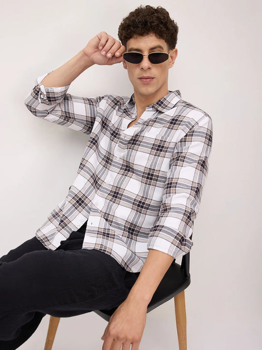 White & Ashley Grey Plaid Checks Shirt