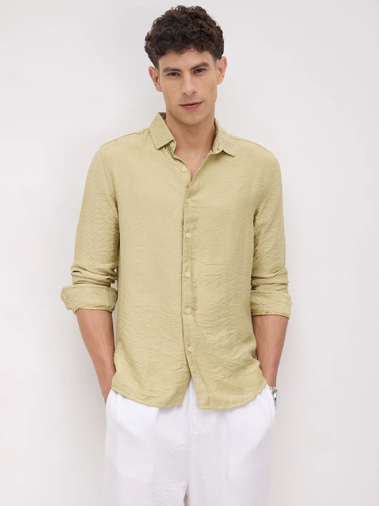 Pale Green Lightweight Crinkled Everyday Shirt