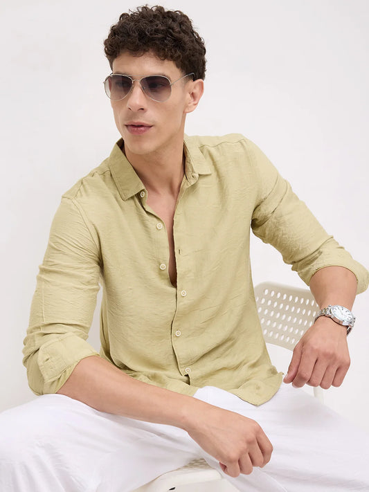 Pale Green Lightweight Crinkled Everyday Shirt