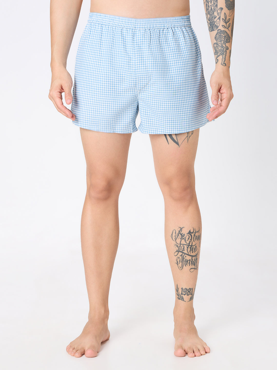 Solid Black & Blue Micro Checks Boxers