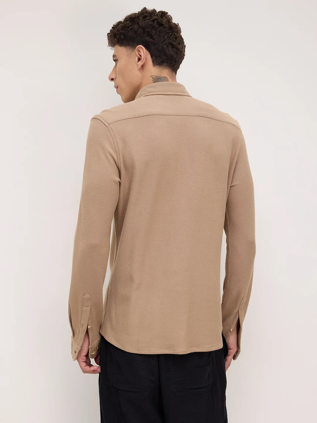 Natural Khaki Soft Weave Knit Shirt